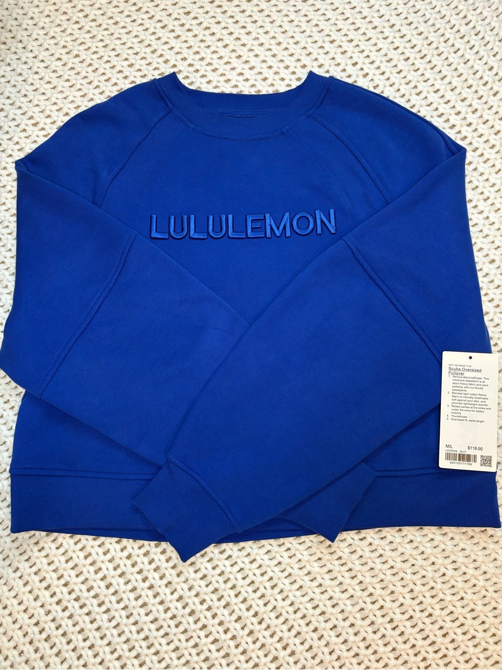lululemon galactic cobalt scuba oversized pullover size m/l